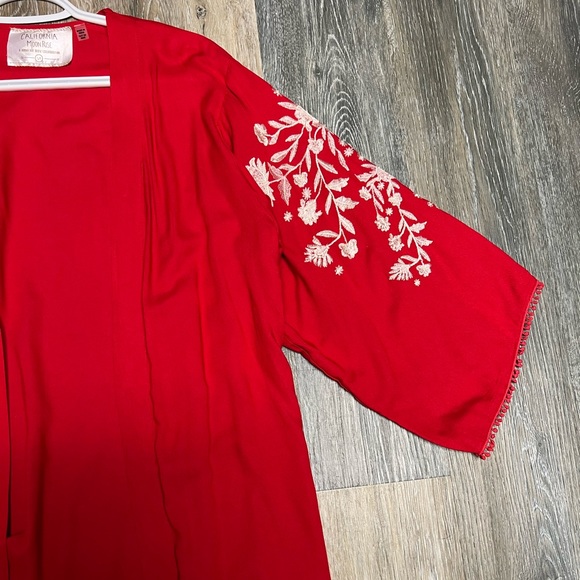 ❤️California Moonrise Bohemian Red Embroidered Size Small Kimono - Picture 8 of 8